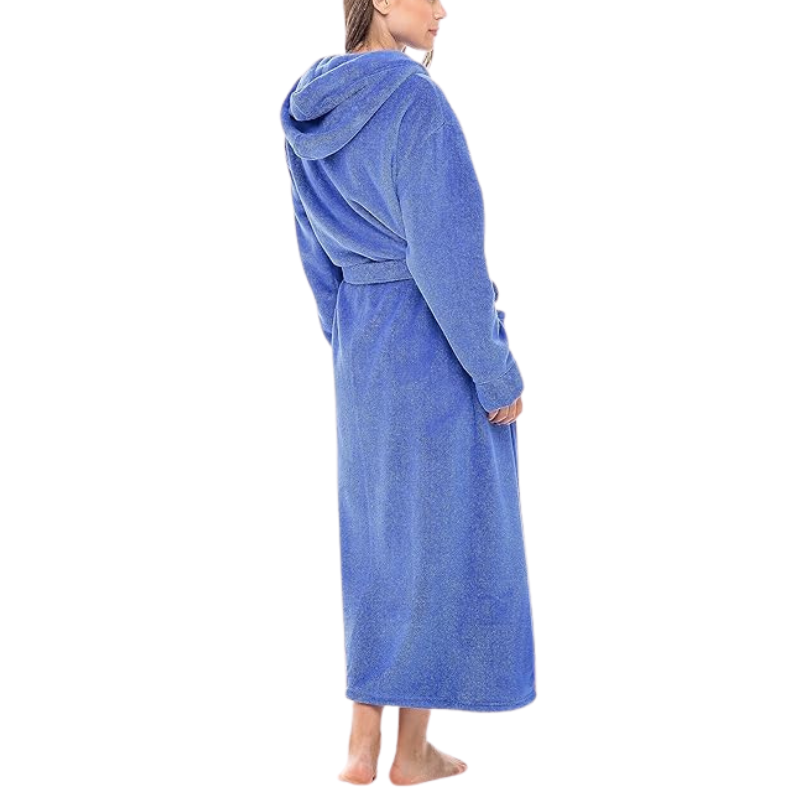 Plush Fleece Robe For Women Long Hooded Bathrobe With Hood Plus Size