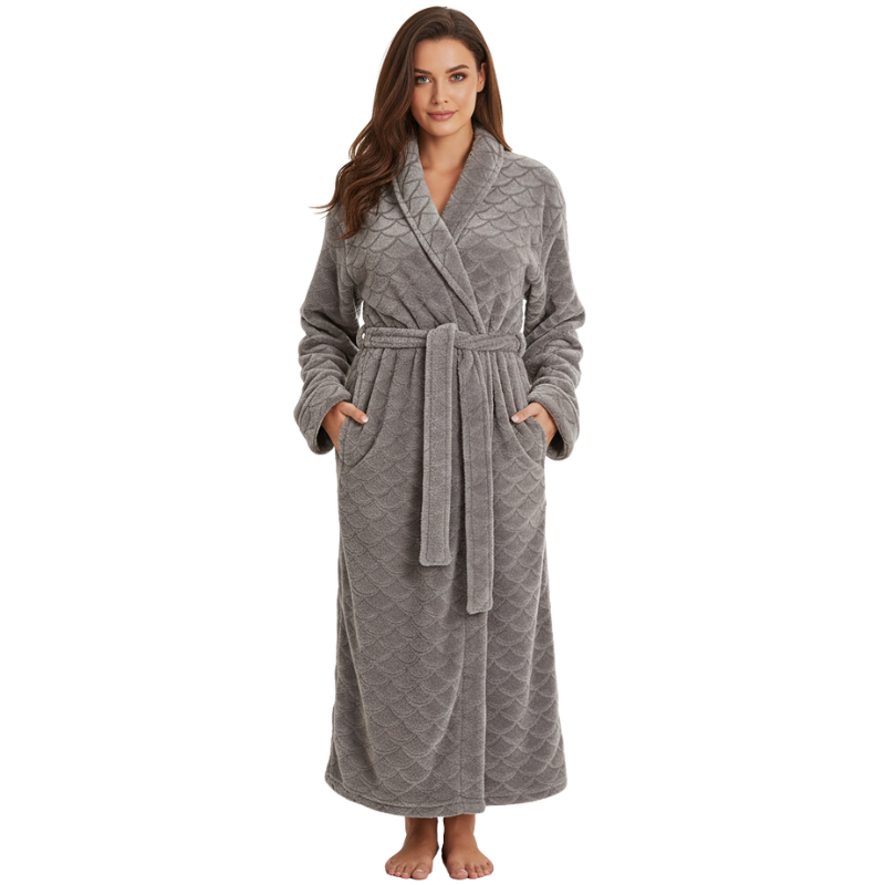 Velour Kimono Robe Hooded Bath Robes For Women Maxi Length