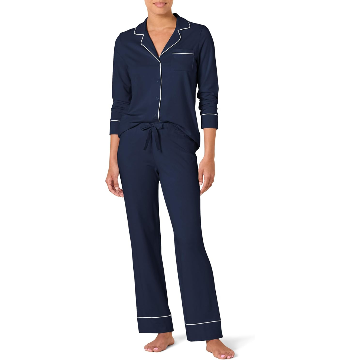 Long Sleeve Modal Pajama Set With Full Length Bottom Loungewear For Women