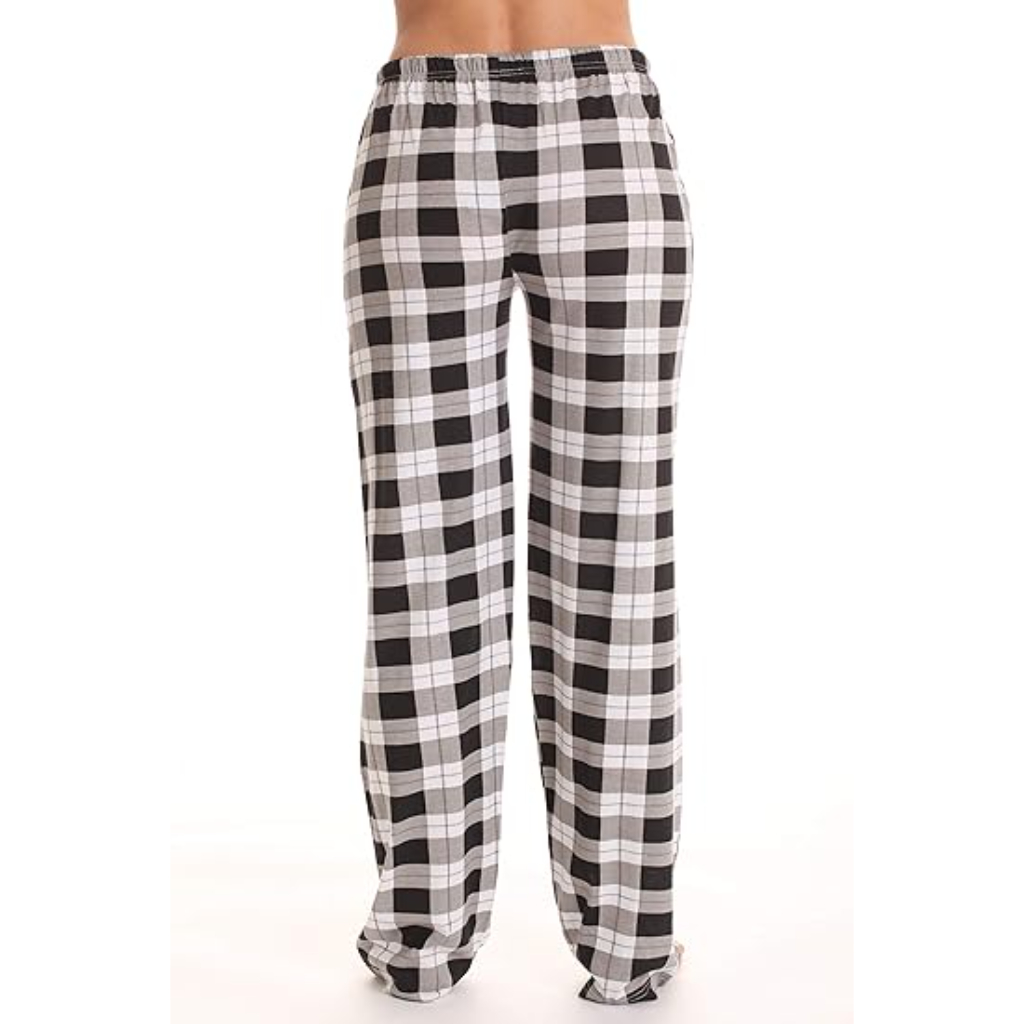 Plush Pajama Pants For Night Wear With Buffalo Plaid For Women