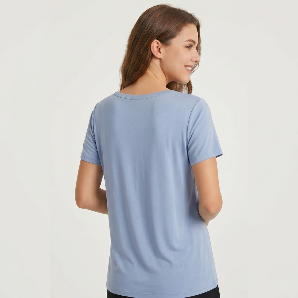 Women Round Style Solid Pajama Top