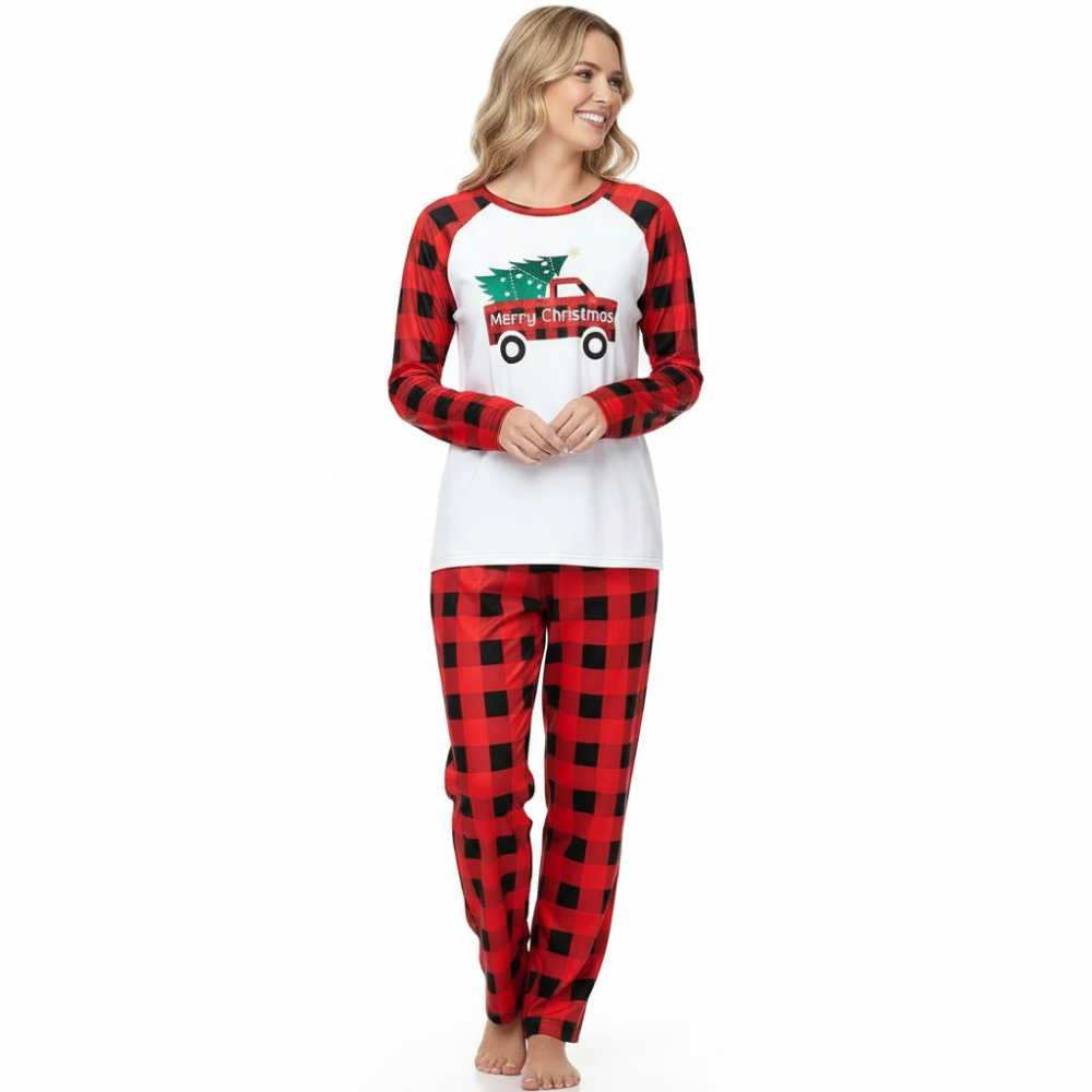 Matching Family Christmas Pajamas Sets With Bear Print For Winter Holidays