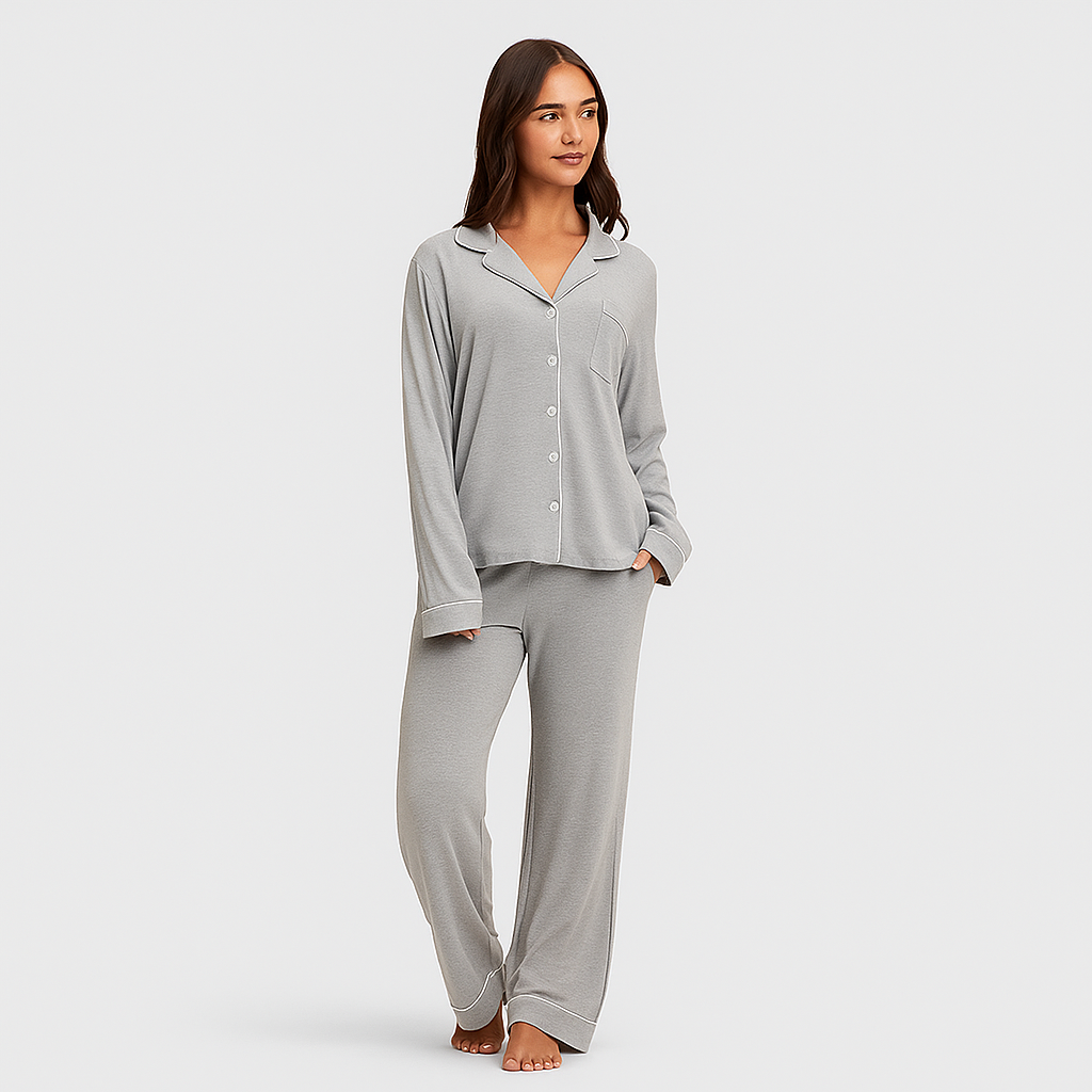 Women Bamboo Stretch Knit Long Sleeve Pajama Set