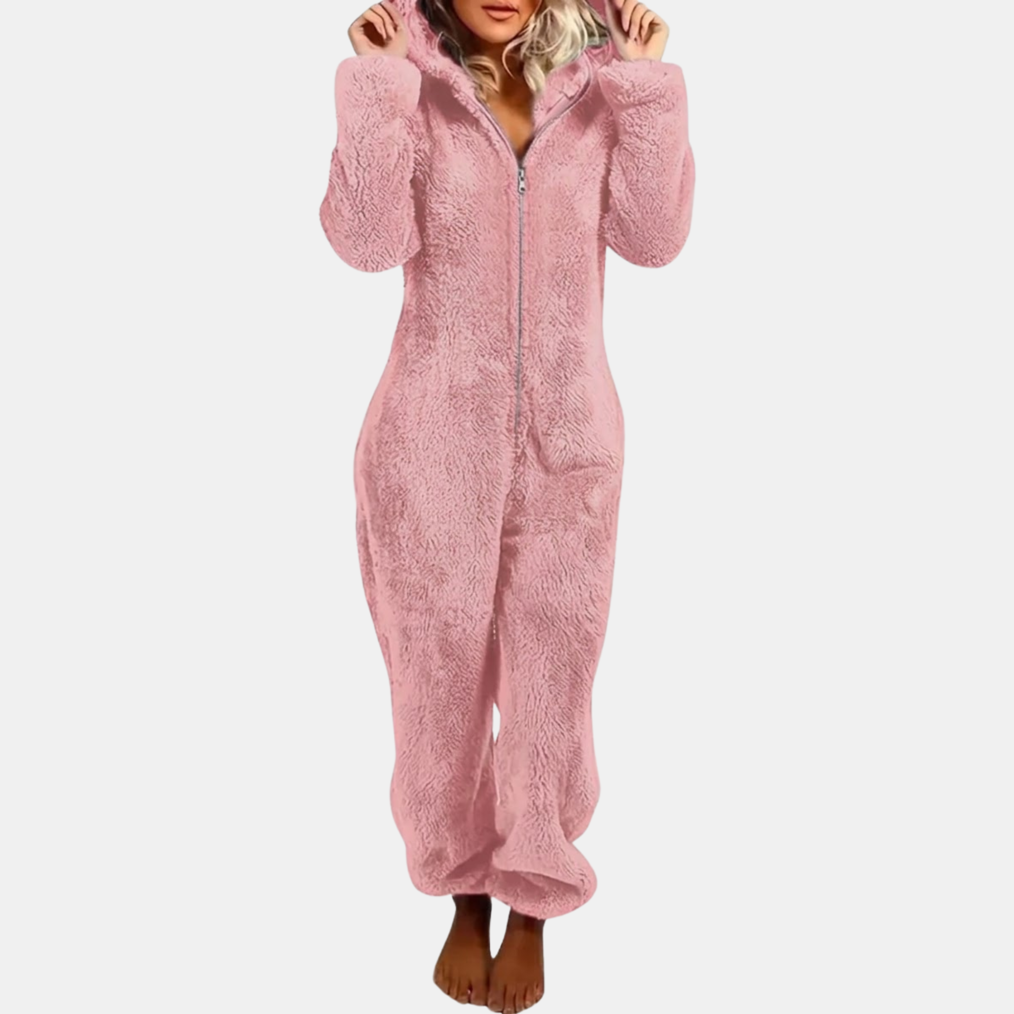 Plush Hooded Pajama Onesie For Women