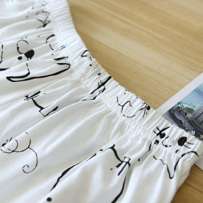 Women's Cat Print 2 Piece Pajama Set-Original Pajamas