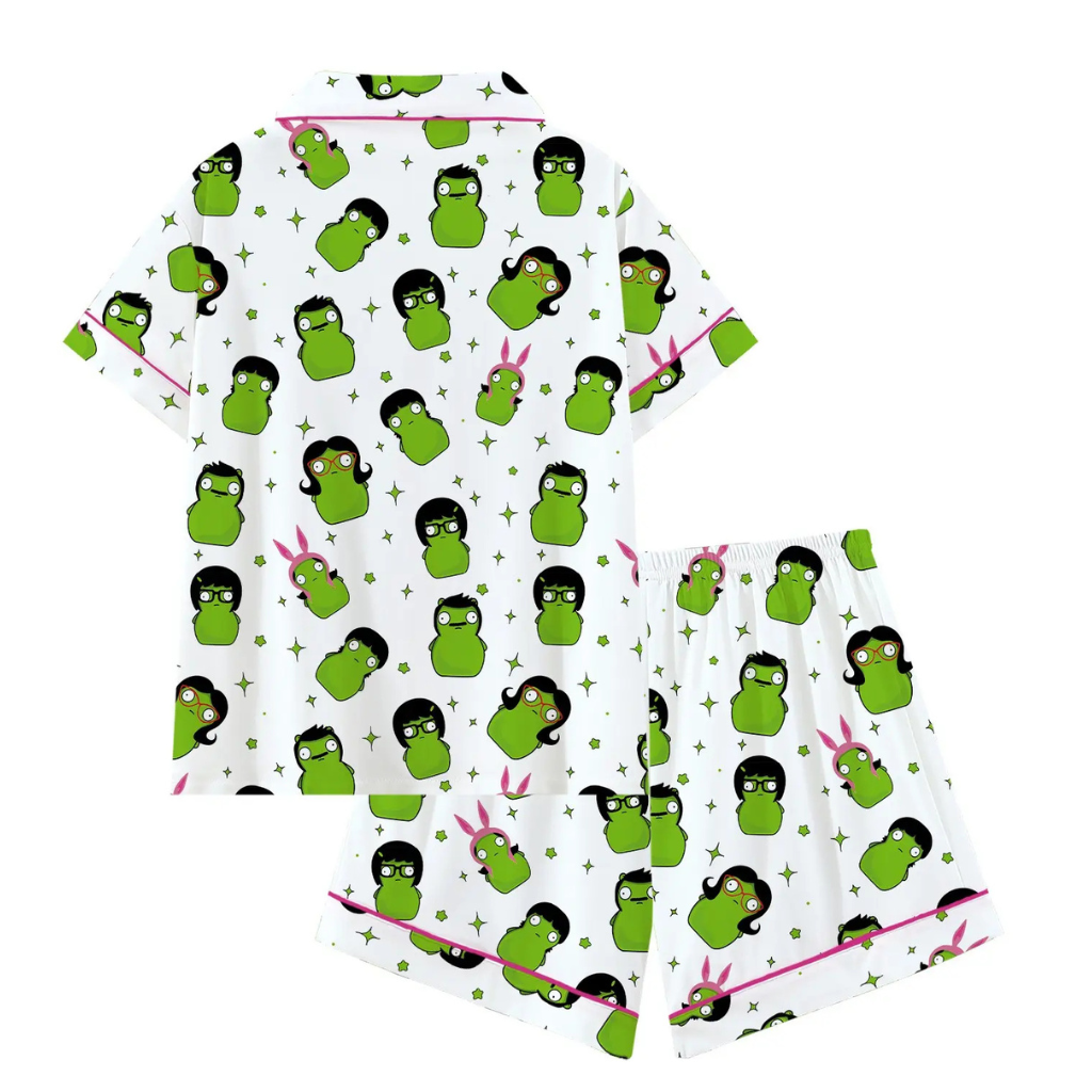 Casual Cartoon Printed Short Sleeve Pajama Set For Women
