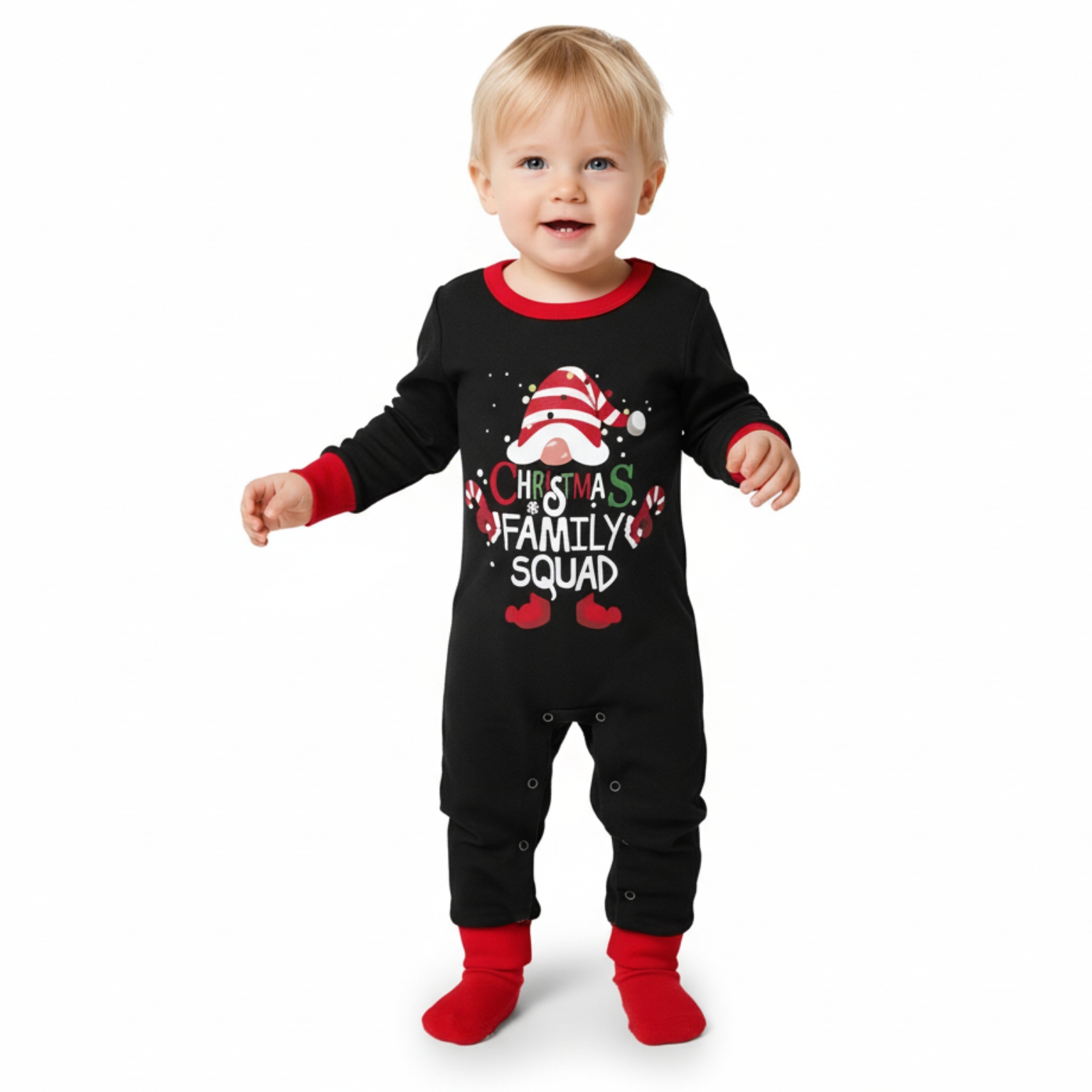 Christmas Family Squad Printed Matching Plaid Pajama Set