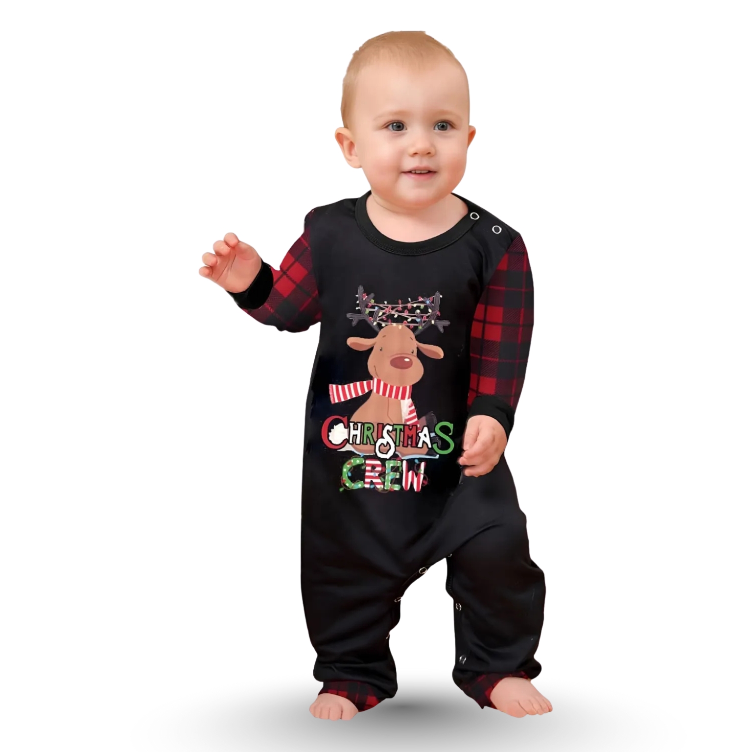 Reindeer And String Light Christmas Crew Printed Family Matching Pajama Set