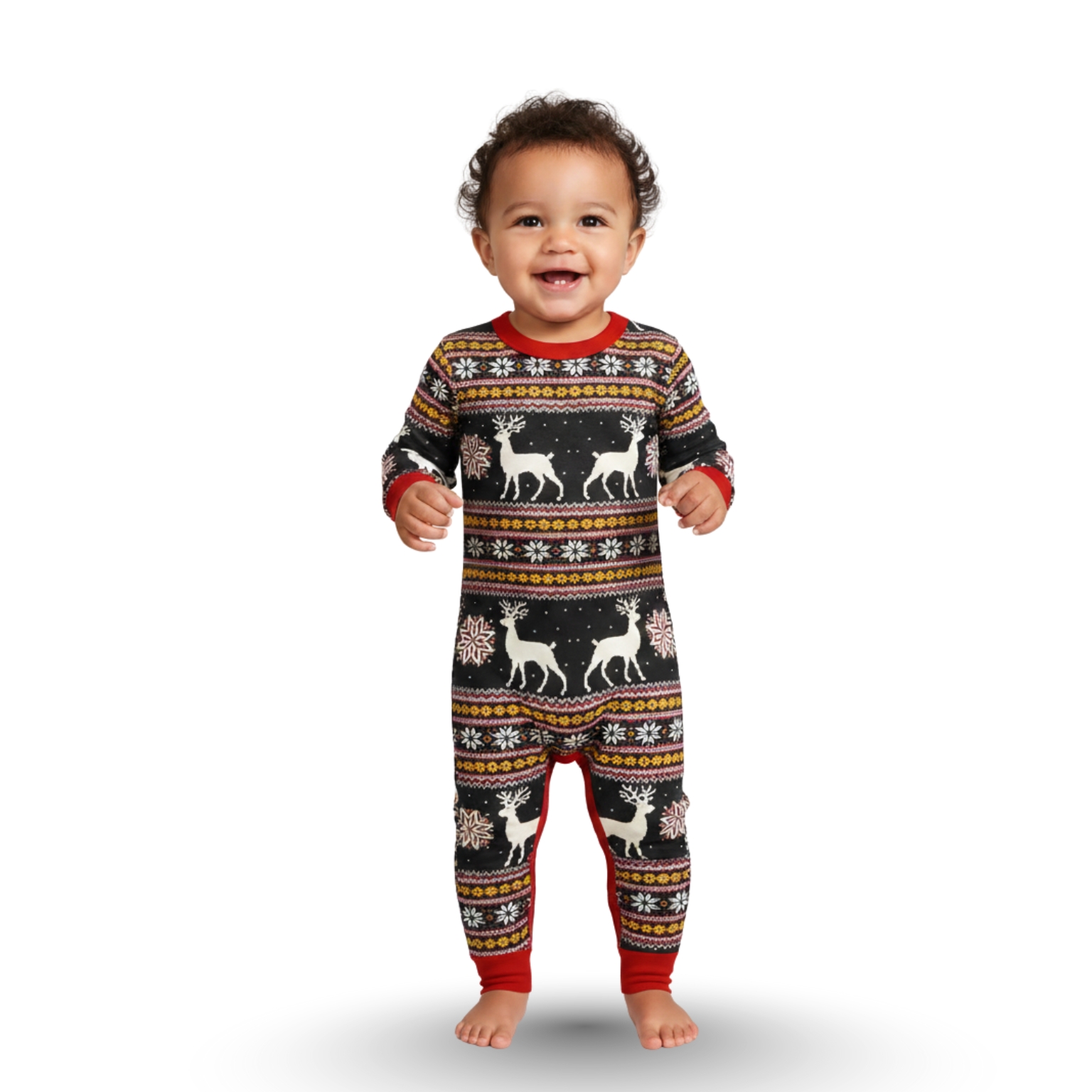 Reindeer And Snowflake Printed Family Matching Christmas Pajama Set