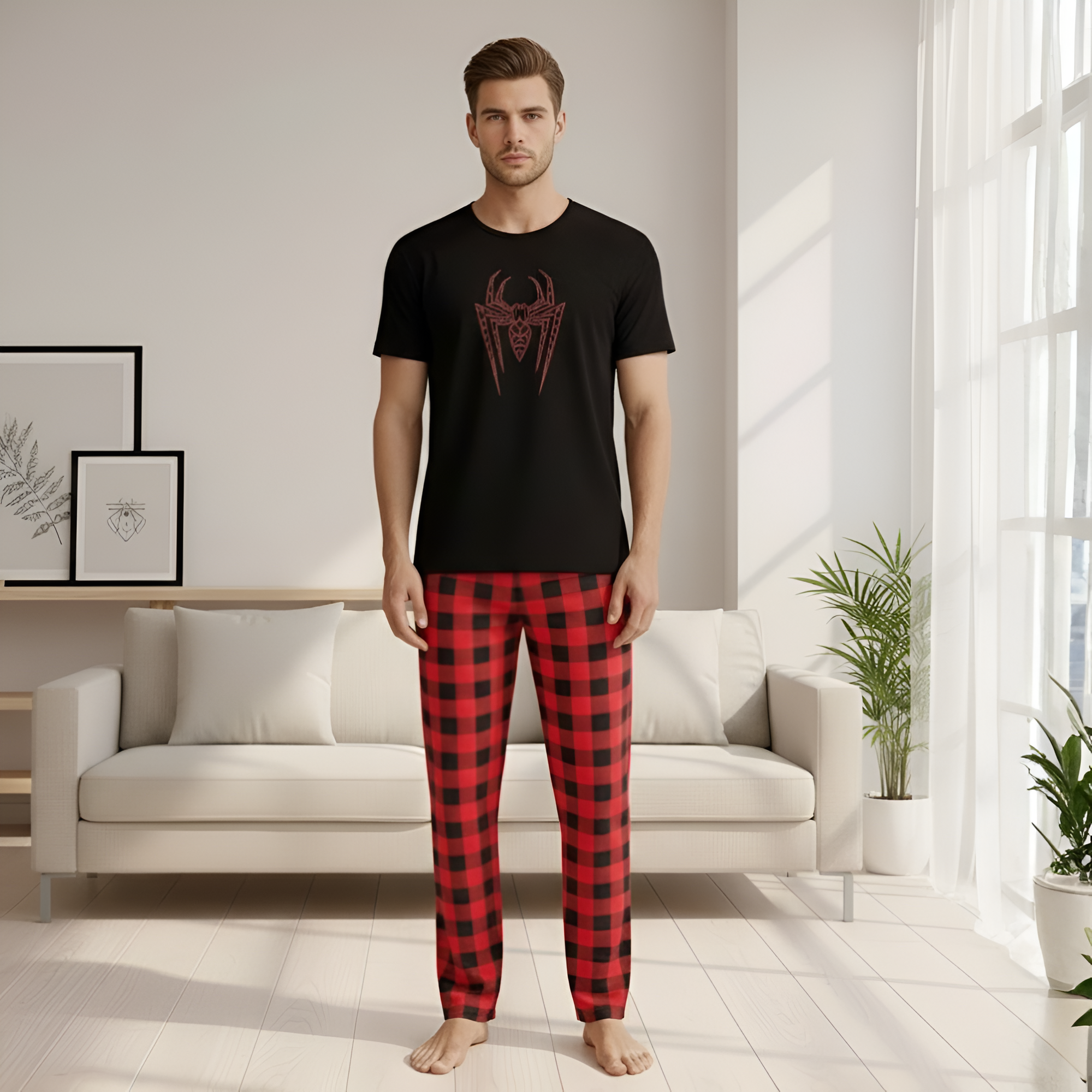Couple Style Pajamas Set Men'S Or Women'S Homewear Four SeasonsPlaid Checkered Pattern Set For Couples - Image 4