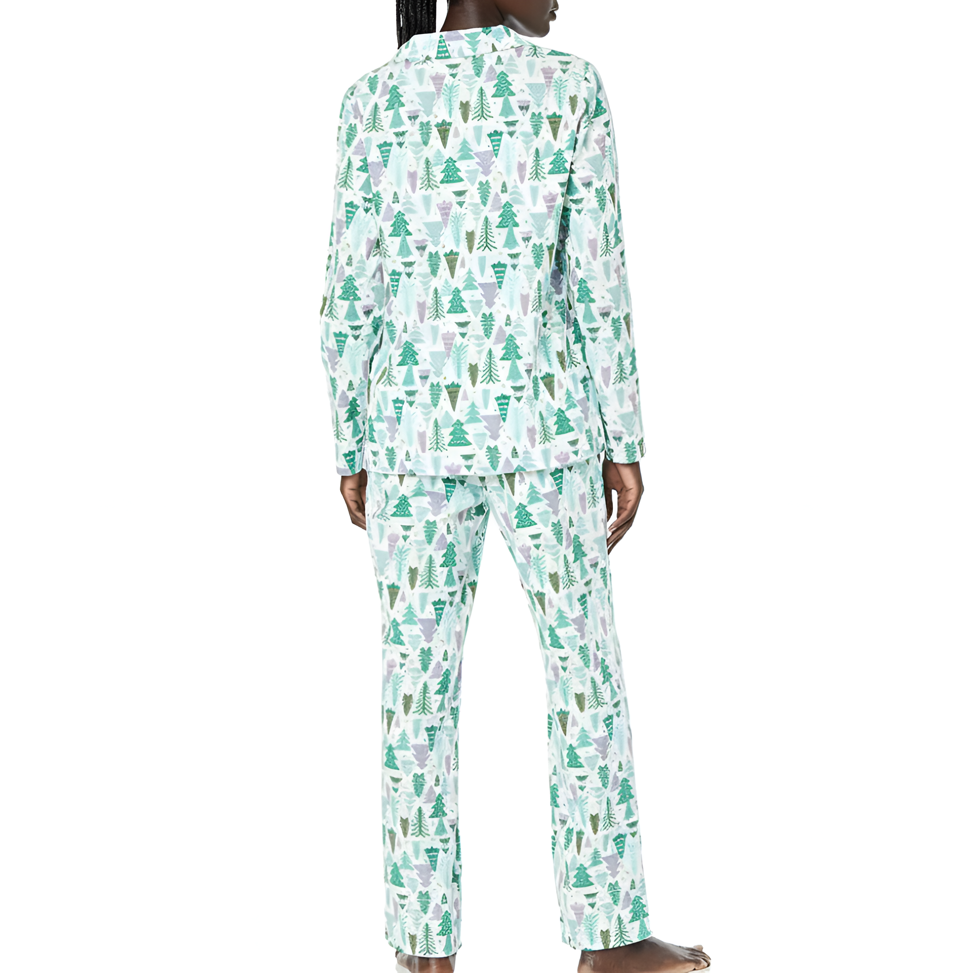 2 Piece Classic Flannel Button Down Pajama Set With Pants