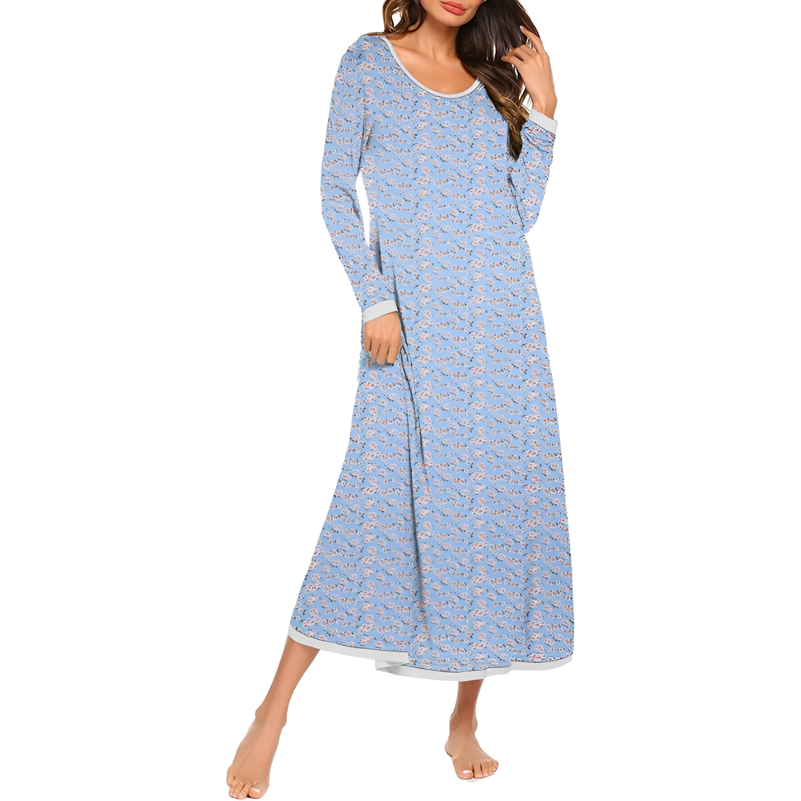Full Length Nightgown With Long Sleeve Sleepwear For Women