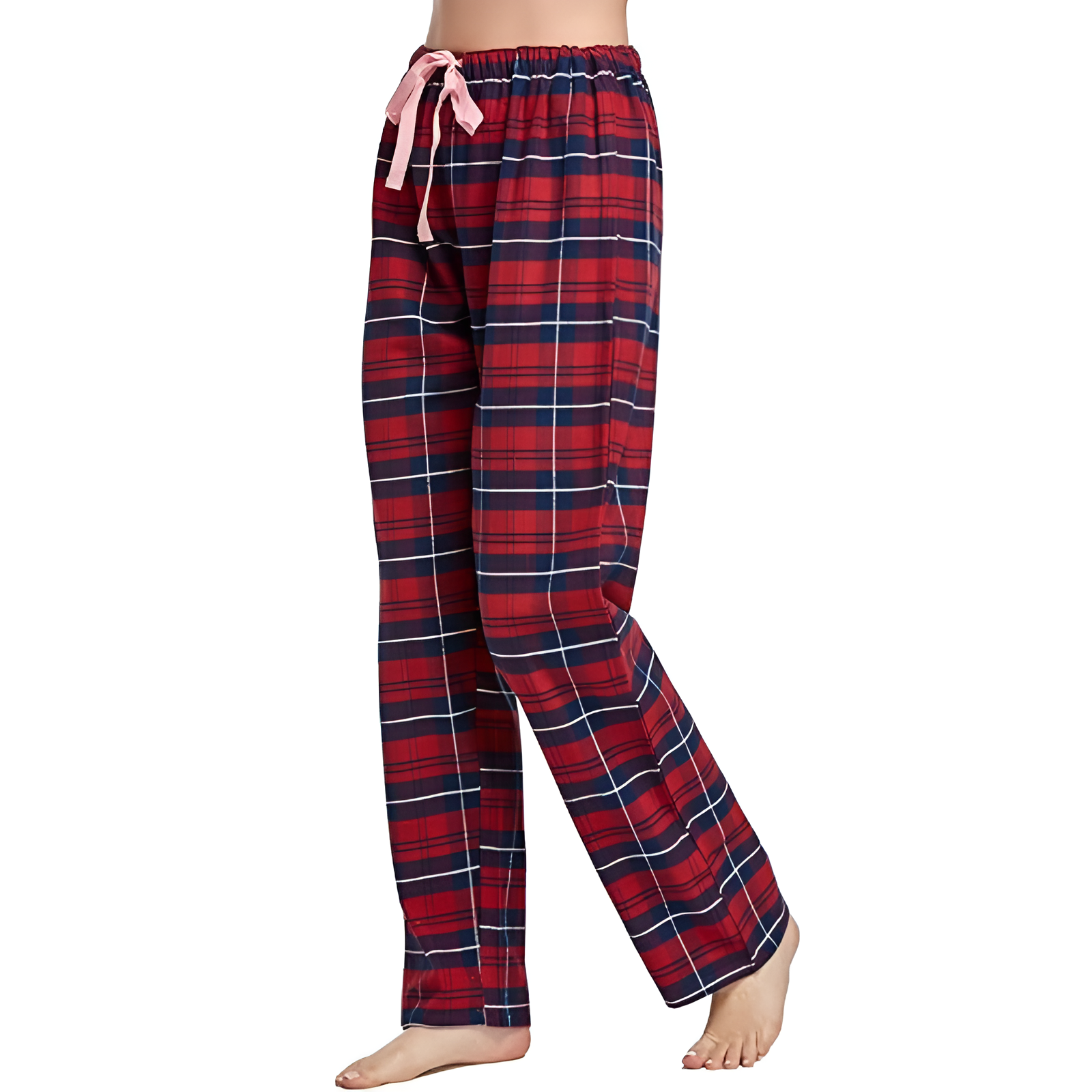 Flannel Plaid Pajama Pants With Drawstring For Women