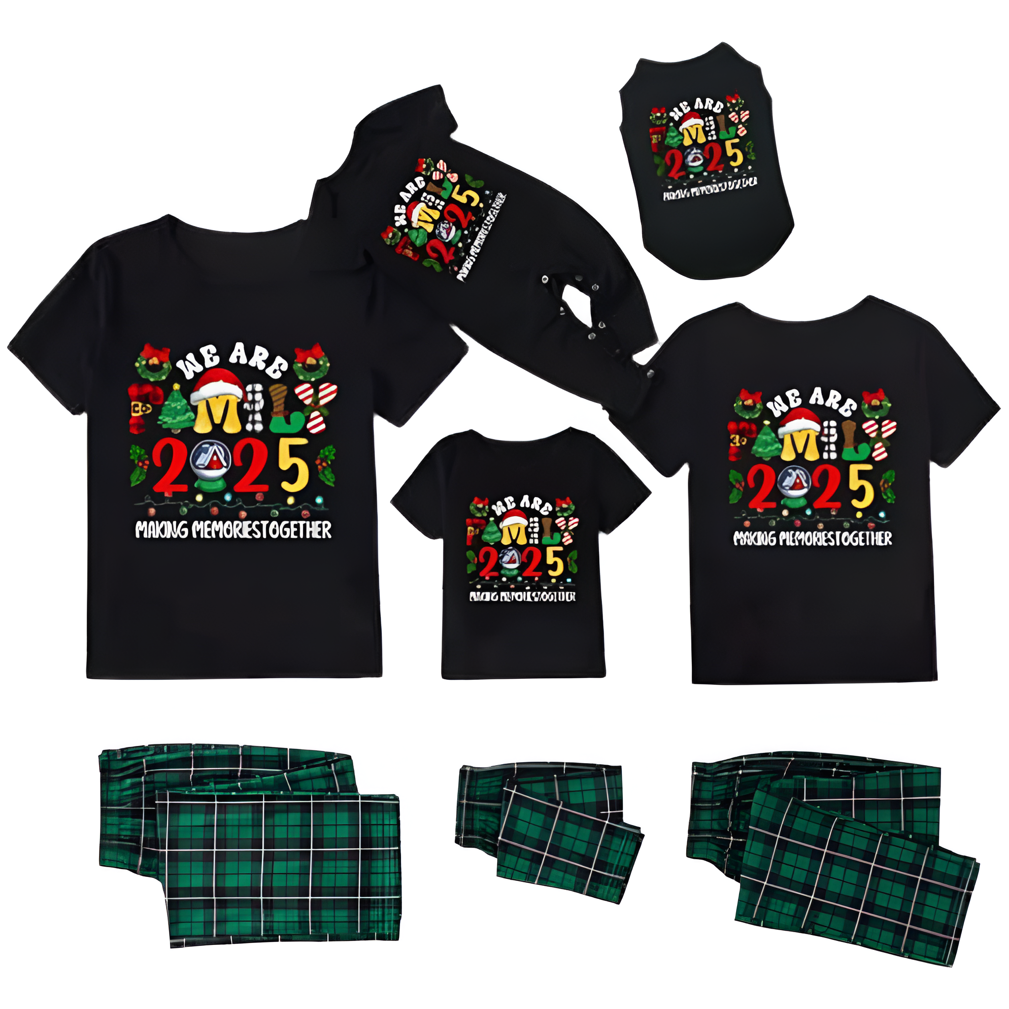 Matching Family Christmas Pajama Set With Letter Print T Shirt