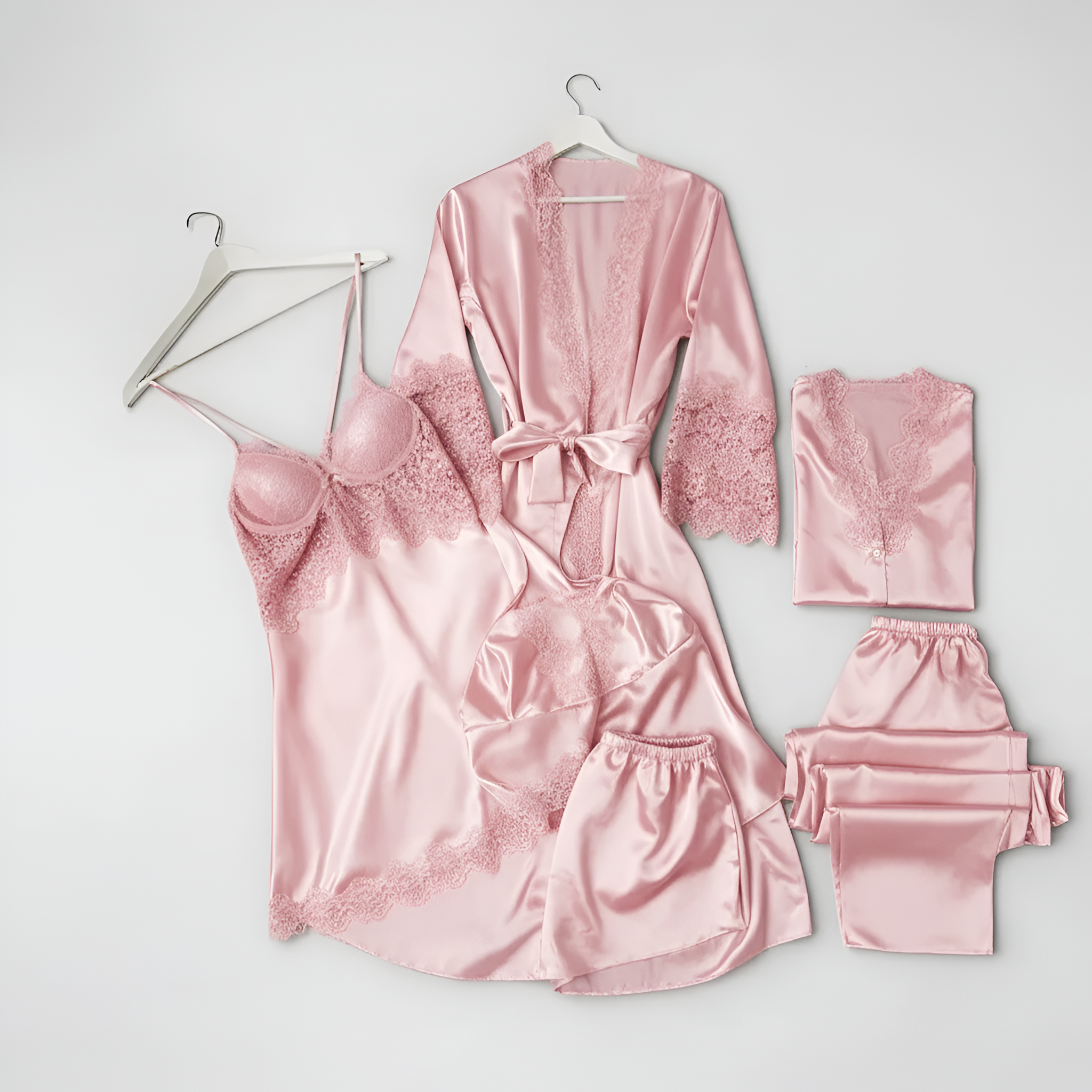 6 Pieces Maroon Dressing Gown Set