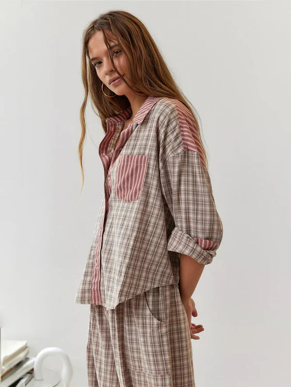 Vintage Plaid And Stripes Pajama Set-Original Pajamas
