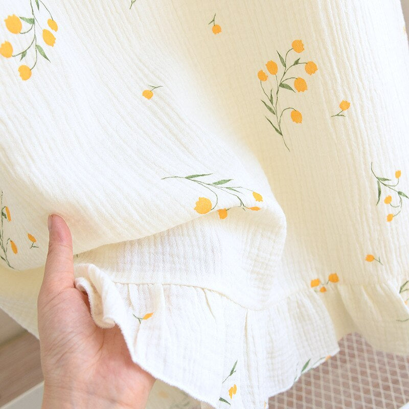 Ladies Cotton Crepe Short Sleeve Night Wear-Original Pajamas