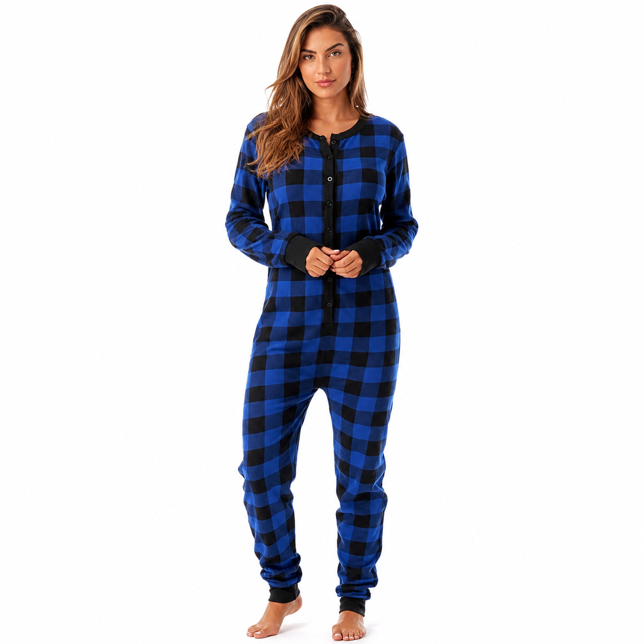 Tie Dye Henley Thermal Lounge Onesie For Women