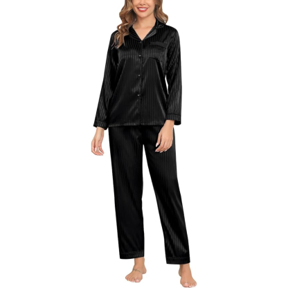 Striped Satin Pajama Set-Original Pajamas