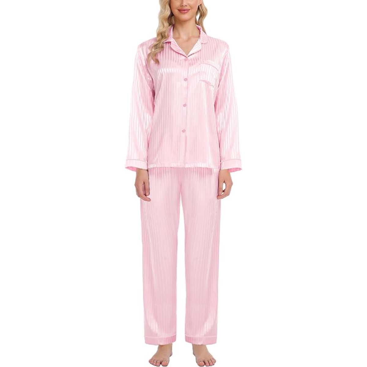 Striped Satin Pajama Set-Original Pajamas