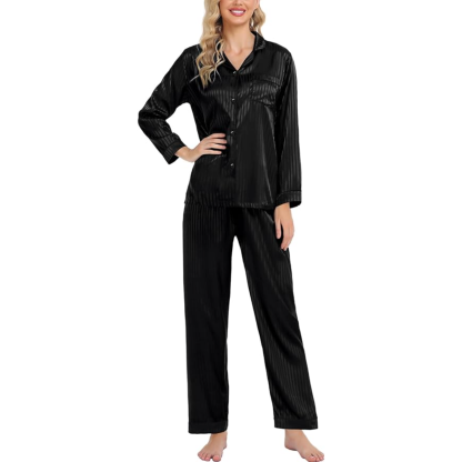 Striped Satin Pajama Set-Original Pajamas
