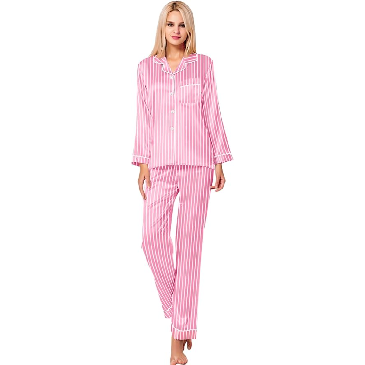 Stylish Long Sleeve Striped Pajama Set-Original Pajamas
