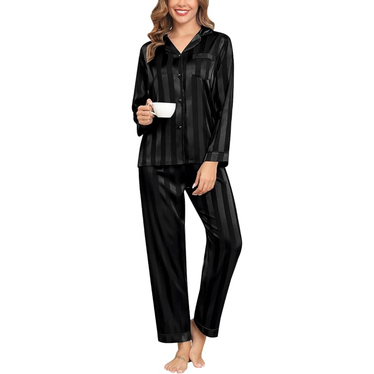 Striped Satin Pajama Set-Original Pajamas