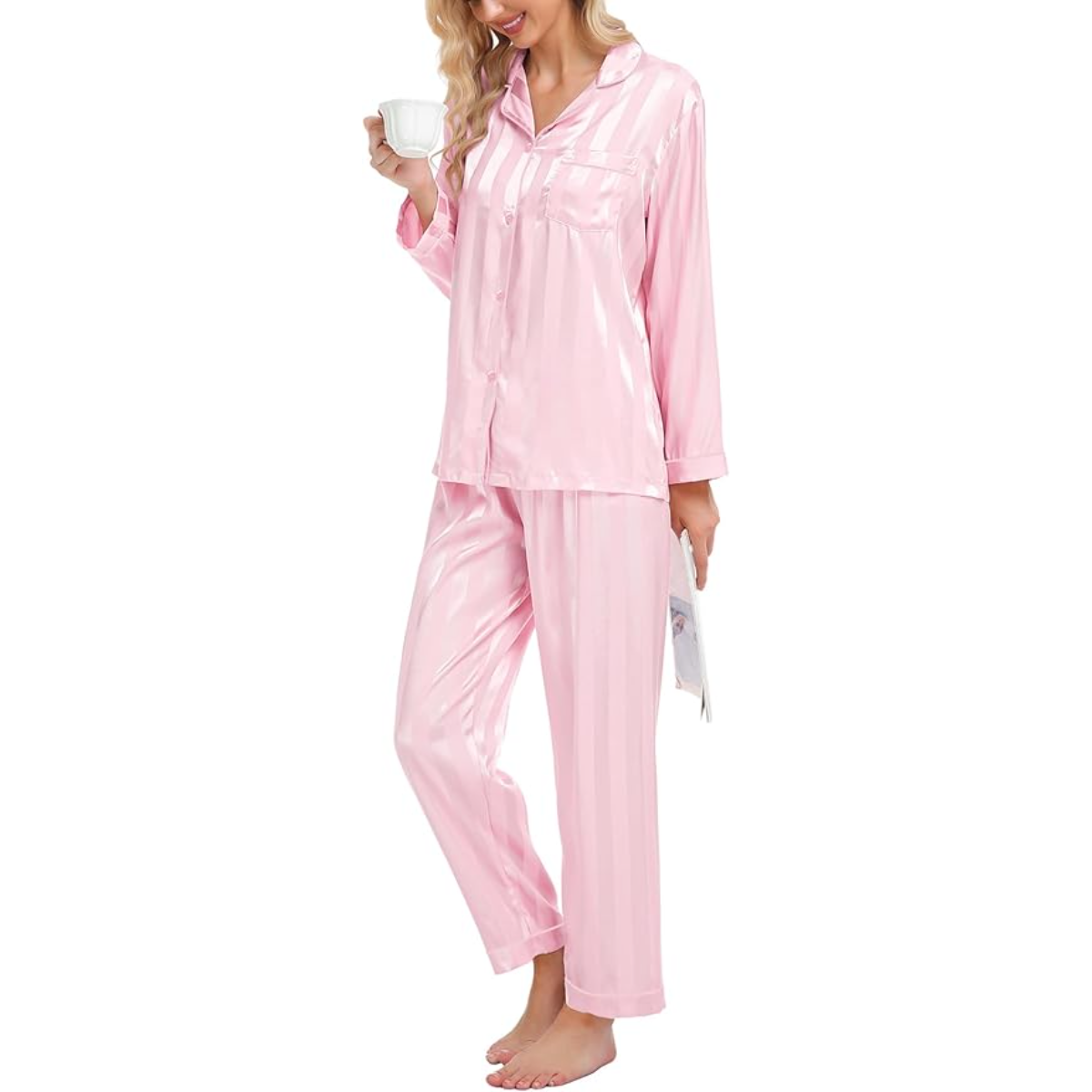 Striped Satin Pajama Set-Original Pajamas