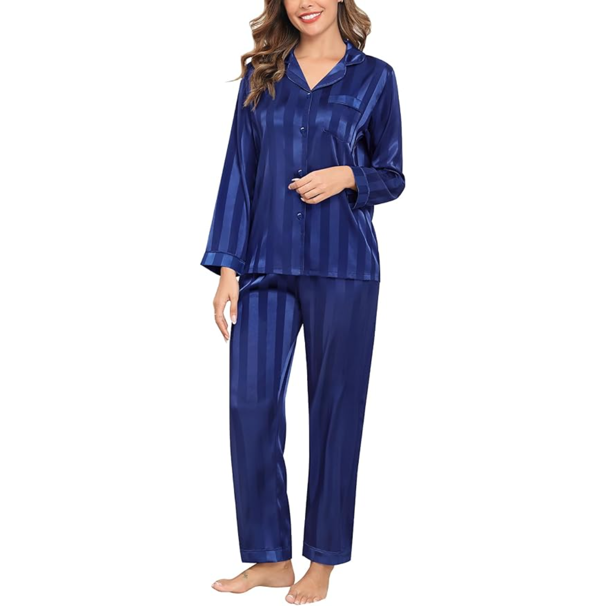 Striped Satin Pajama Set-Original Pajamas