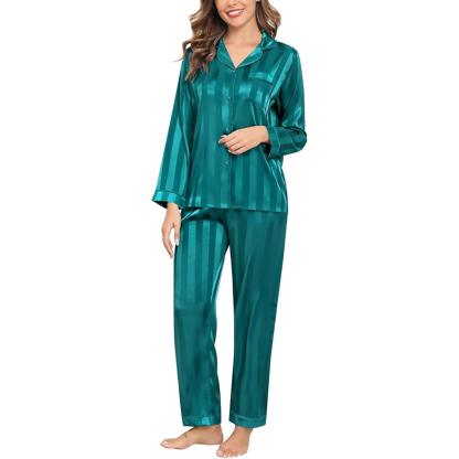 Striped Satin Pajama Set-Original Pajamas