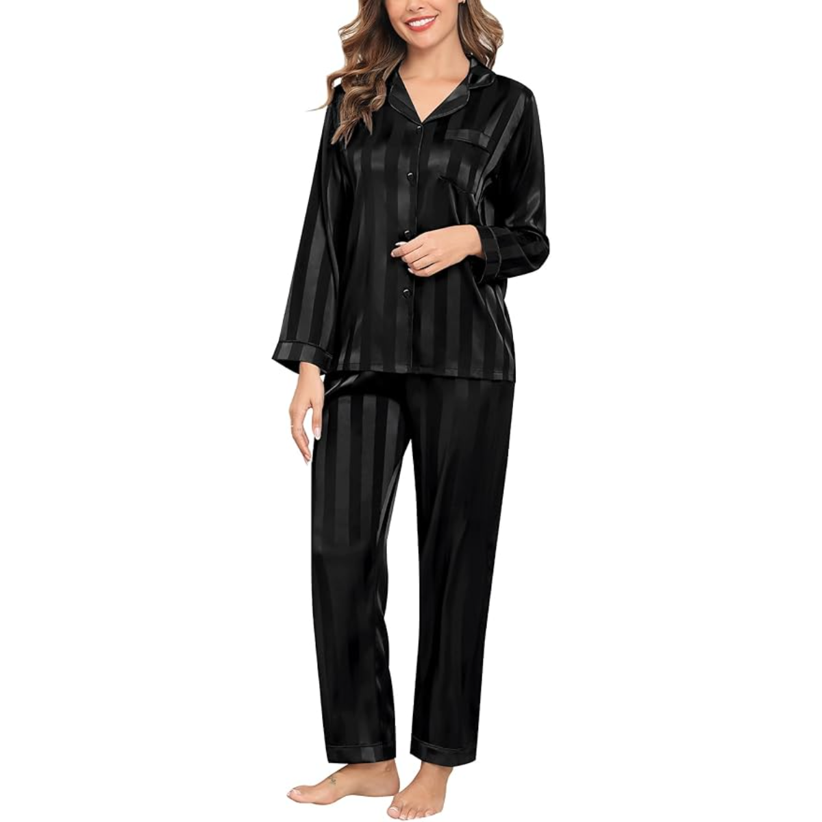 Striped Satin Pajama Set-Original Pajamas