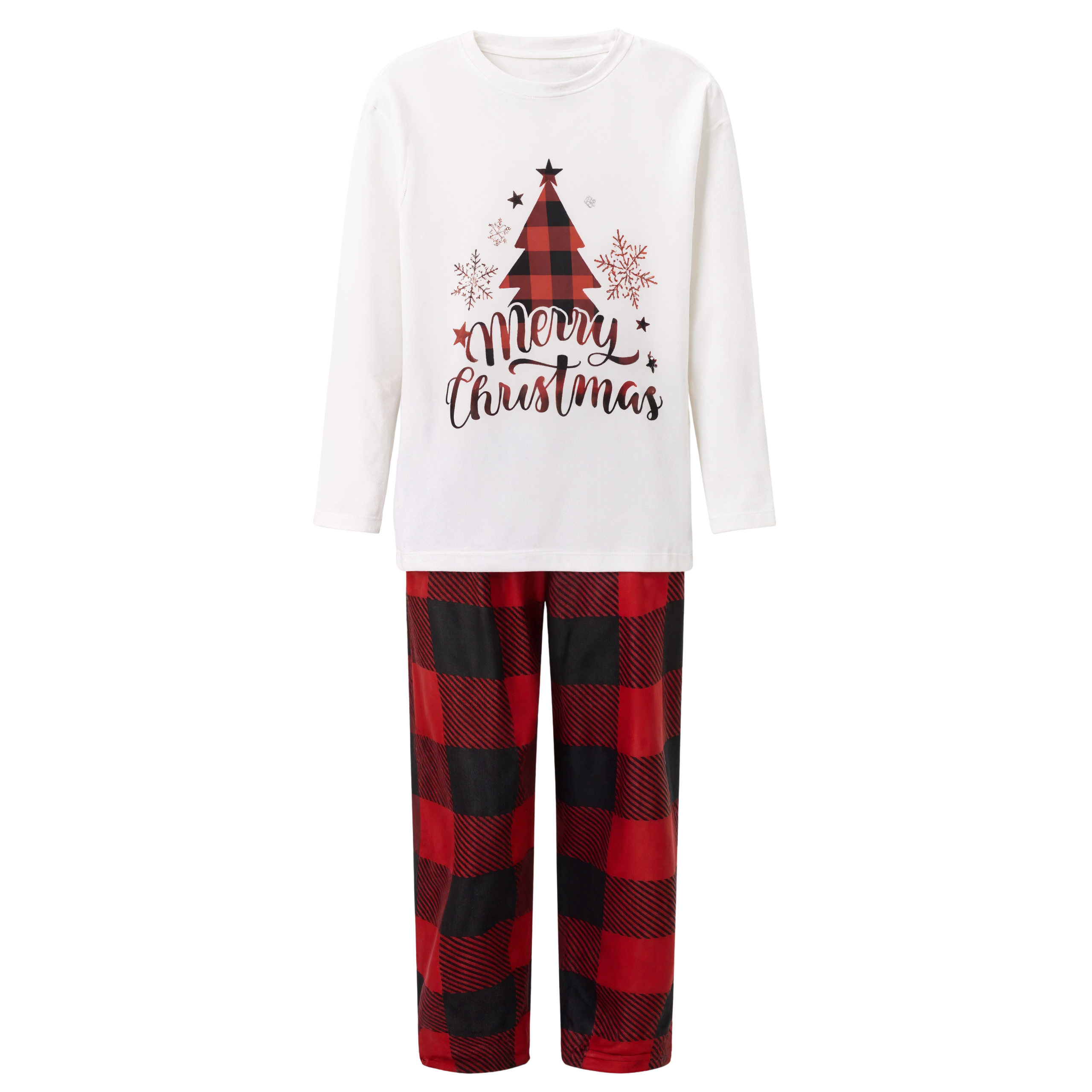Merry Christmas Tree and Plaid Print Family Matching Pajama Sets