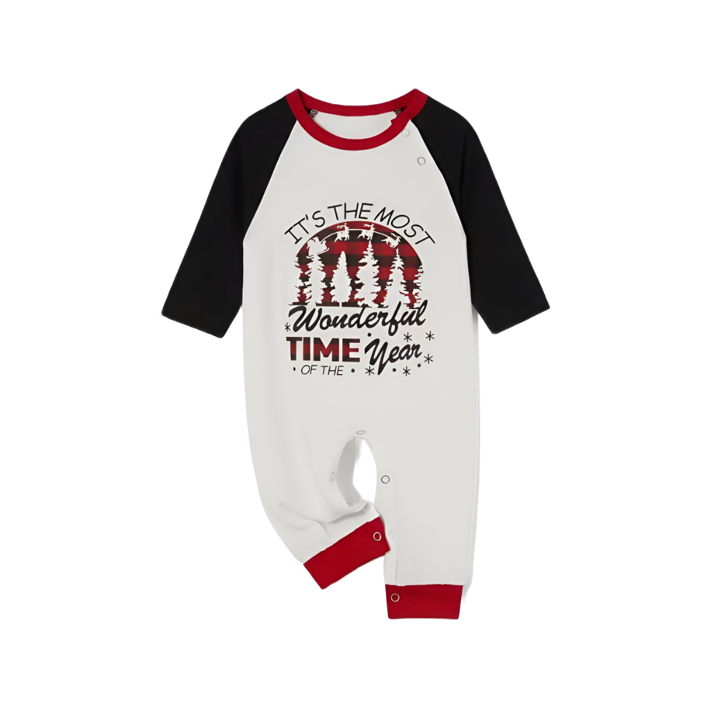 Long Sleeve Raglan Tops and Plaid Pants Family Matching Pajama Sets