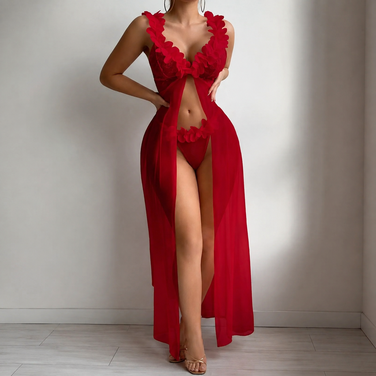 Casual Comfortable Floral Lace Sleepwear Set For Men