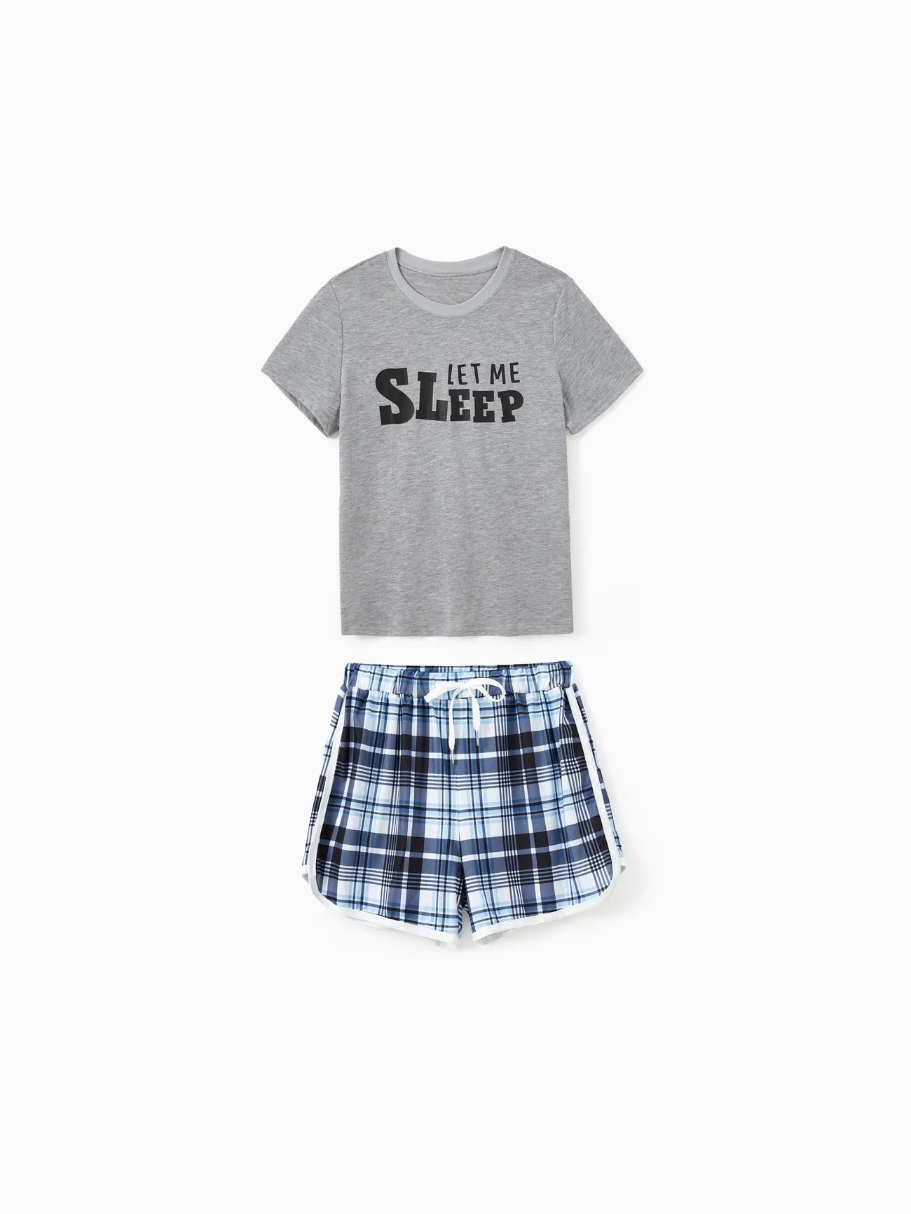 Let Me Sleep Print Family Pajama Set With Plaid Shorts-Original Pajamas