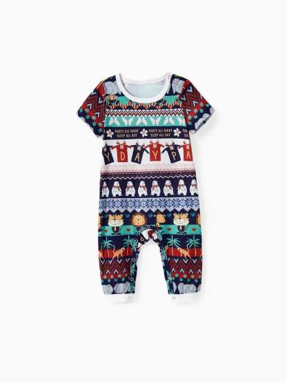Family Matching Animal Print Short Sleeves Shorts Set With Pockets-Original Pajamas