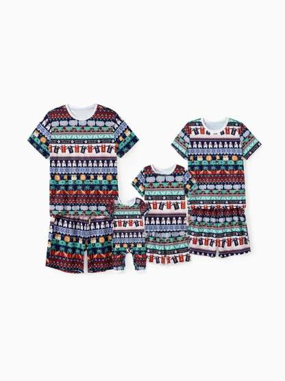 Family Matching Animal Print Short Sleeves Shorts Set With Pockets-Original Pajamas