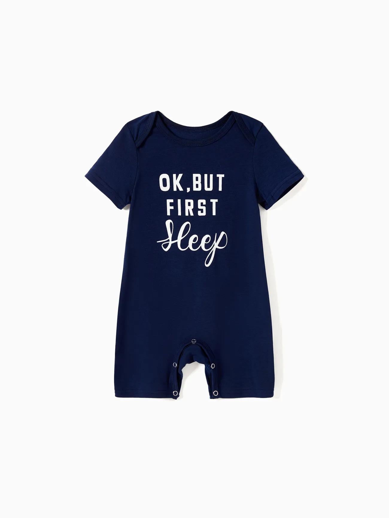 Ok But First Coffee Letter Print Family Matching Shorts Set-Original Pajamas