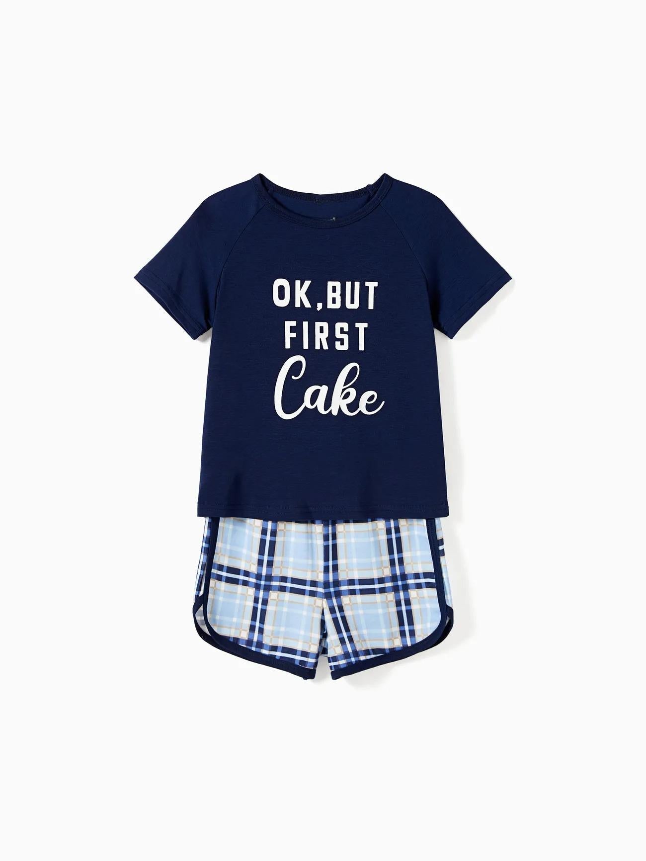 Ok But First Coffee Letter Print Family Matching Shorts Set-Original Pajamas