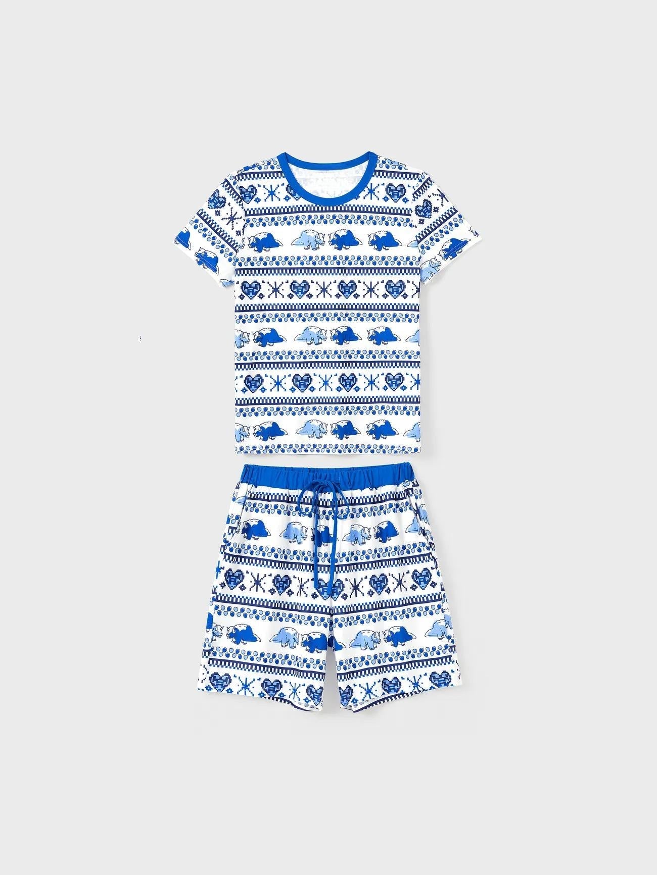 Family Matching Dinosaur Printed Pajama Set With Drawstring-Original Pajamas