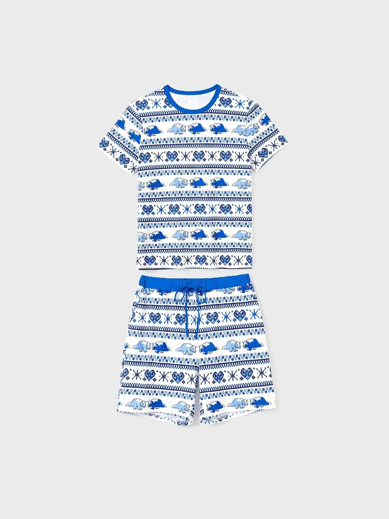 Family Matching Dinosaur Printed Pajama Set With Drawstring-Original Pajamas