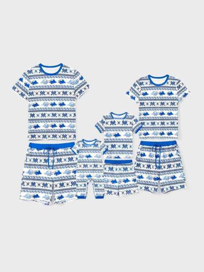 Family Matching Dinosaur Printed Pajama Set With Drawstring-Original Pajamas