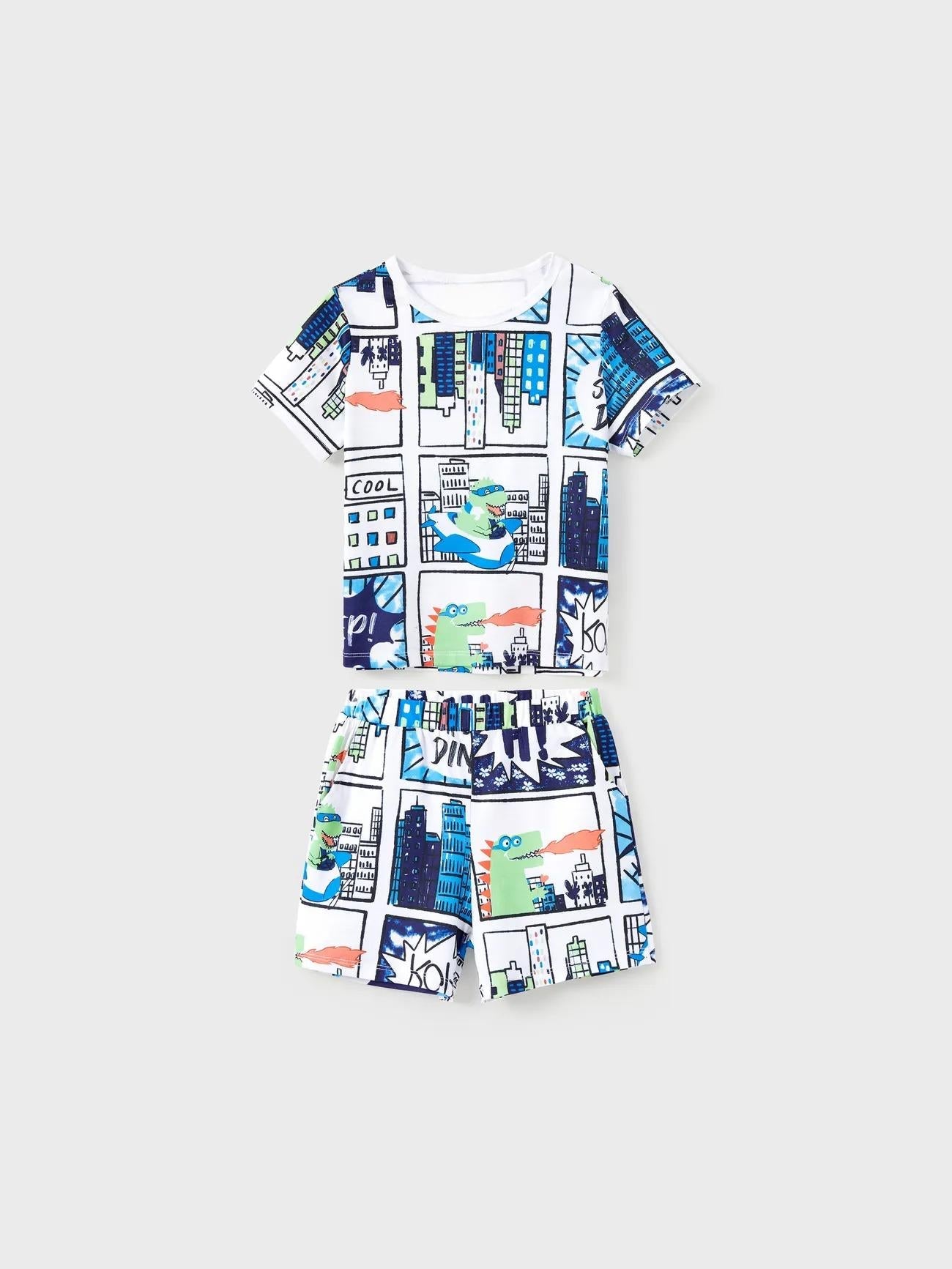 Family Matching Pajama Sets With Comic Dinosaurs Print-Original Pajamas