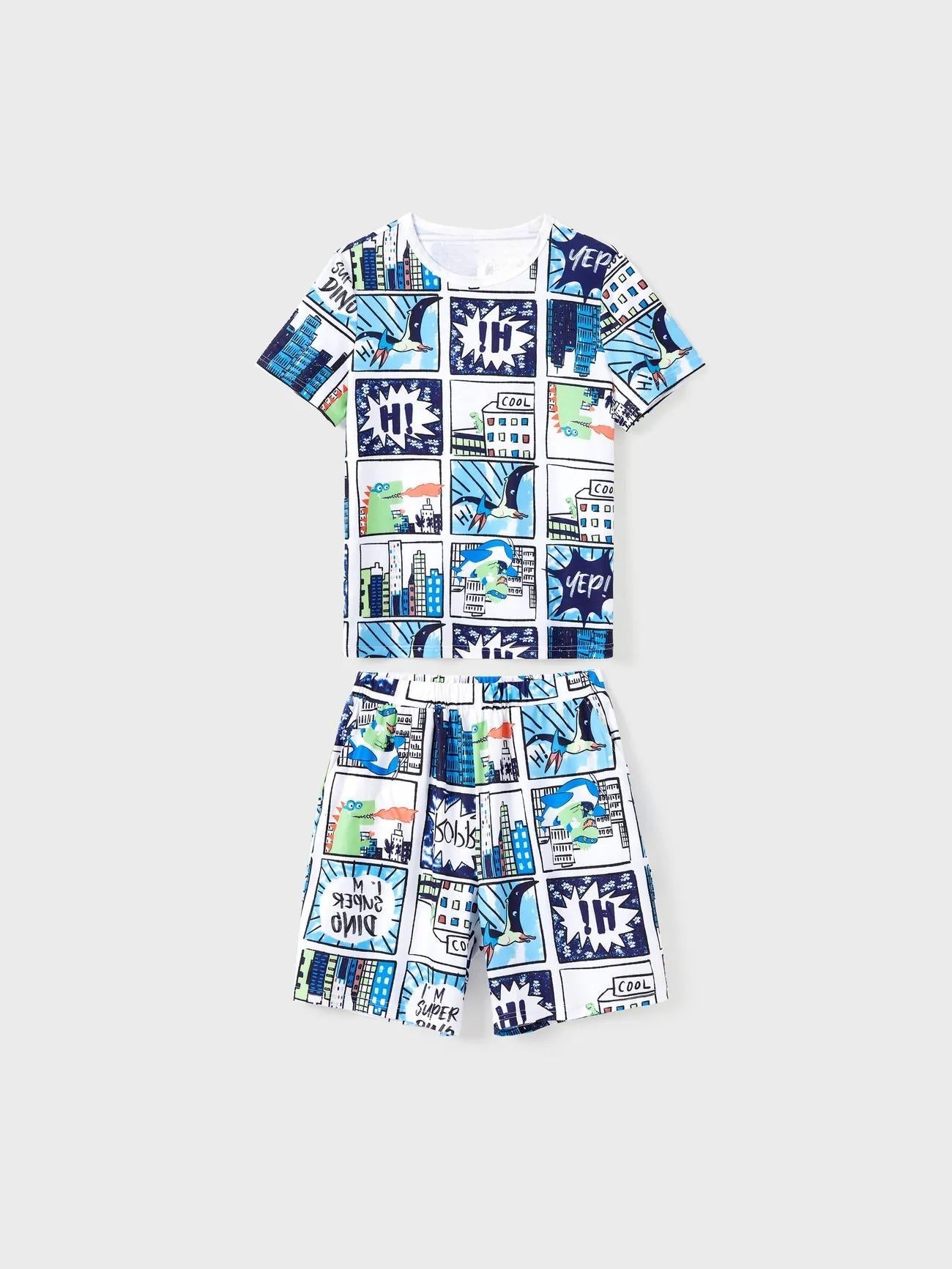 Family Matching Pajama Sets With Comic Dinosaurs Print-Original Pajamas