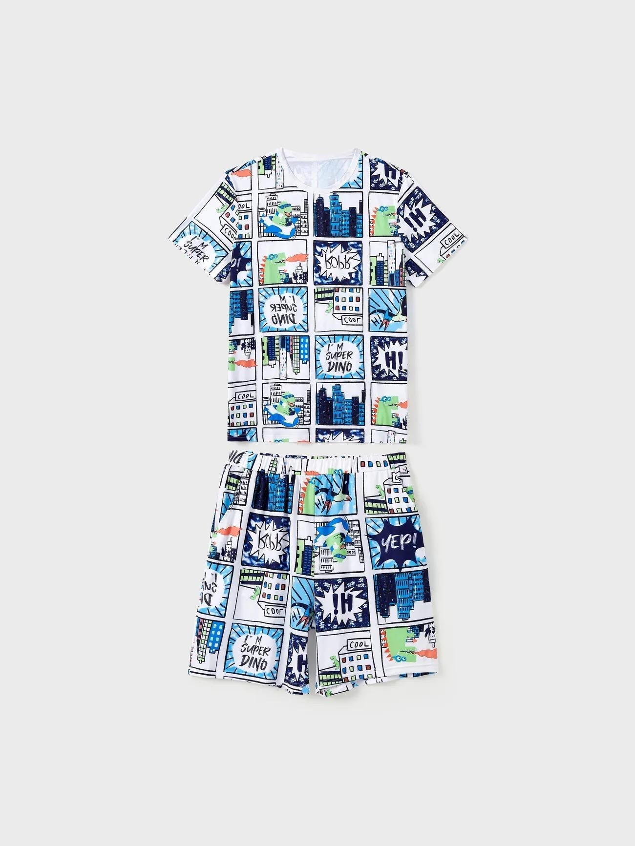 Family Matching Pajama Sets With Comic Dinosaurs Print-Original Pajamas