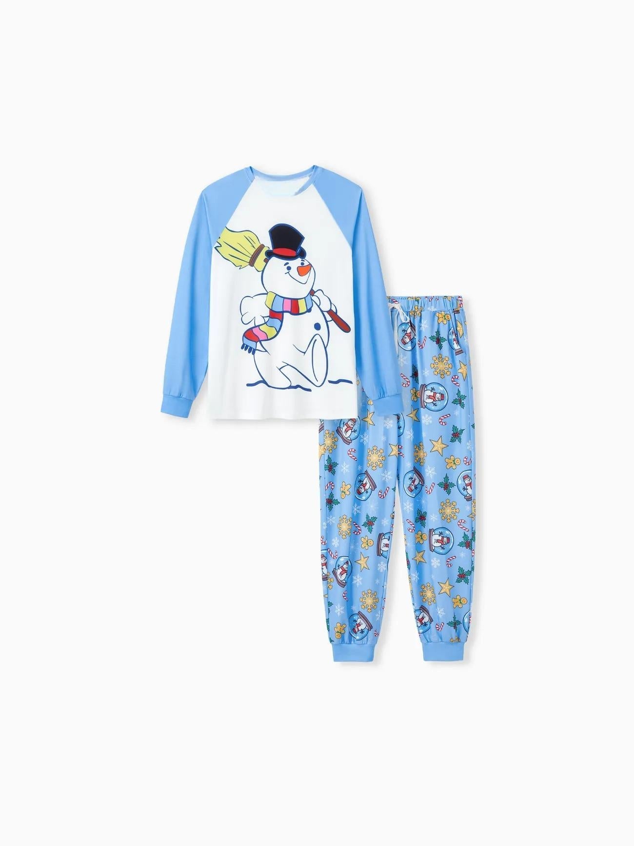 Christmas Family Matching Raglan Sleeves Snowman Graphic Pajama Sets-Original Pajamas