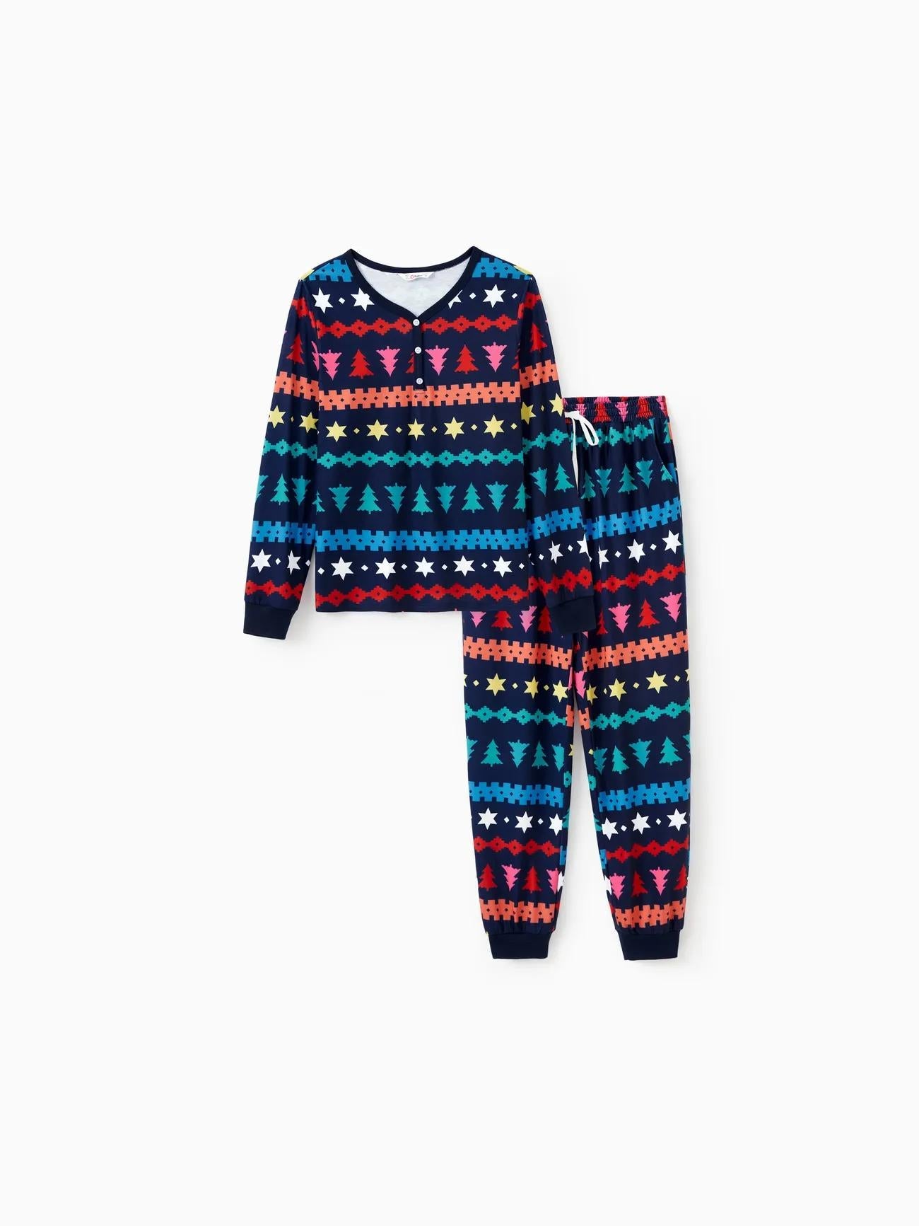 Christmas Family Matching Xmas Tree And Star Fair Isle Pajama Set-Original Pajamas