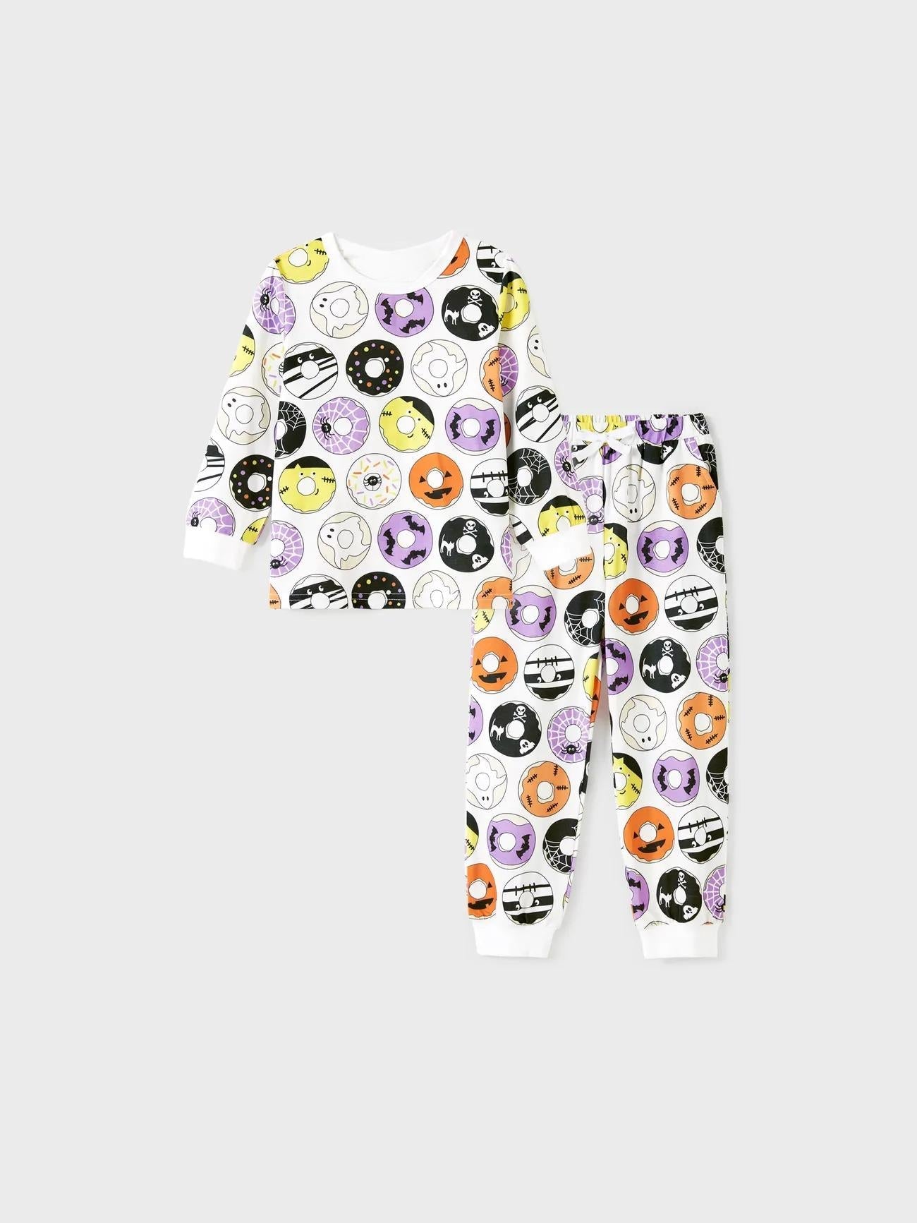 Halloween Family Matching Funky Donuts Print Pajama Set With Pockets-Original Pajamas