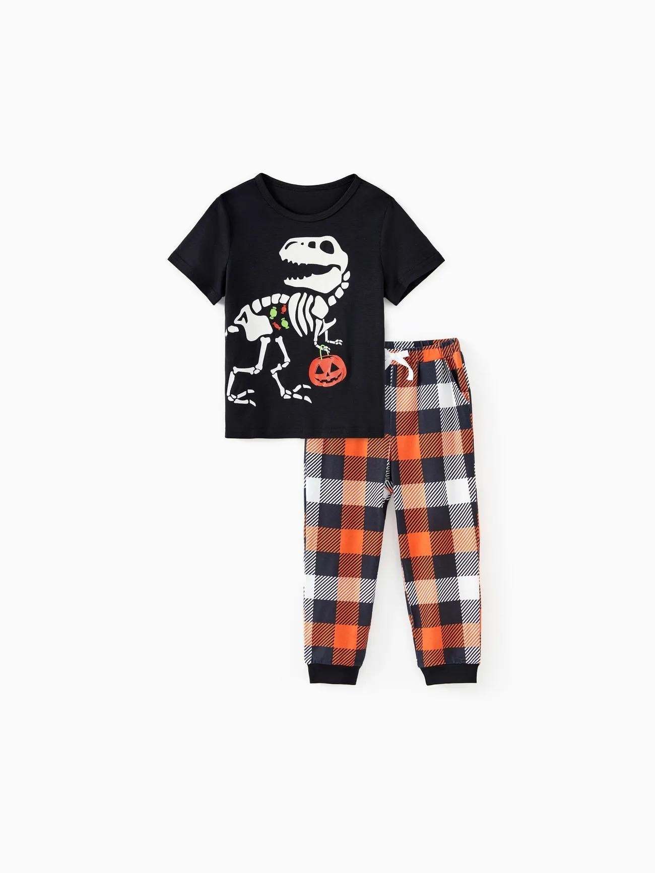 Halloween Family Matching Glow In The Dark Dinosaur Design Pajama Set-Original Pajamas
