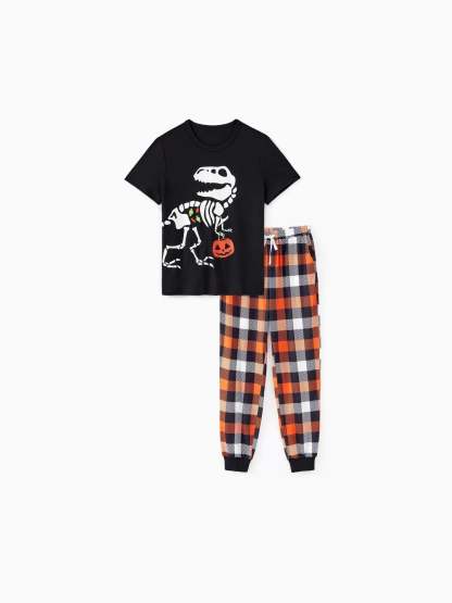 Halloween Family Matching Glow In The Dark Dinosaur Design Pajama Set-Original Pajamas